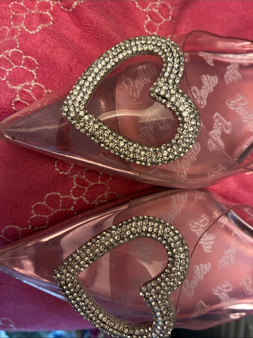 ALDO Barbie Women's Light Pink Slingback Pointed Heels with Crystal Heart - Picture 16 of 16